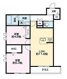 領家ガーデンコート 2SLDKの間取図画像
