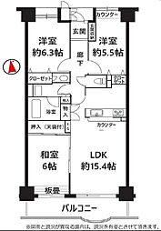 西の原ハイム1番館 3LDKの間取図画像