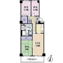 パロス山手町2番館B棟 3SLDKの間取図画像