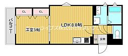 京阪本線 寝屋川市駅 徒歩10分の賃貸アパート 1階1LDKの間取り