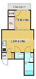 京阪本線 古川橋駅 徒歩9分の賃貸アパート 1階1LDKの間取り