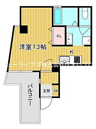 京阪本線 大和田駅 徒歩3分の賃貸マンション 8階1Kの間取り