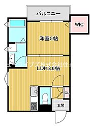 京阪本線 萱島駅 徒歩7分の賃貸アパート 2階1LDKの間取り