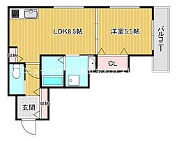 京阪本線 大和田駅 徒歩28分の賃貸アパート 3階1LDKの間取り