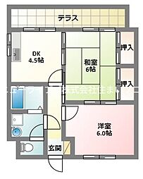メゾン寺西 2DKの間取図画像