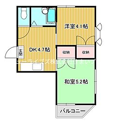 カールハイツ寝屋川2 2Kの間取図画像