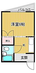 山口ハイツ 1Kの間取図画像