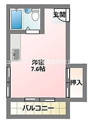 トレンディ黒原 ワンルームの間取図画像