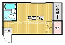 平池マンション ワンルームの間取図画像