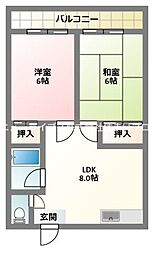 永本マンション 2LDKの間取図画像