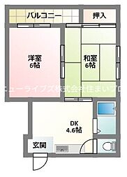 秀和第二ハイツ 2DKの間取図画像