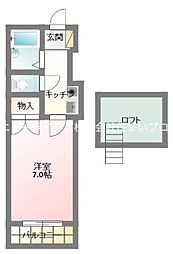 レオパレスさんわ大和田第5 1Kの間取図画像