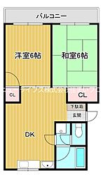 山一寿ハイツ 2DKの間取図画像