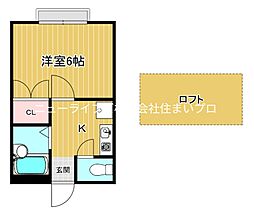 カペナ 1Kの間取図画像