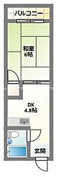 コーポ田中 1DKの間取図画像