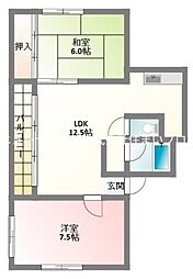 ウエダビル 2LDKの間取図画像