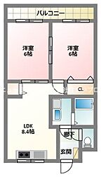 バンブス守口 2LDKの間取図画像