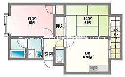 ガーデンハイツ小林1号 2DKの間取図画像