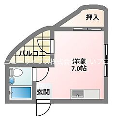 コスモ八坂ハイツ ワンルームの間取図画像