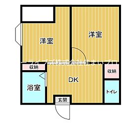 エクセル上島頭 2DKの間取図画像
