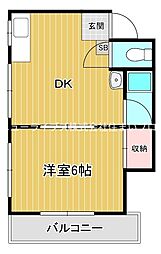 コーポ草笛 1DKの間取図画像