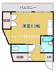 メゾンアキナイ香里 ワンルームの間取図画像