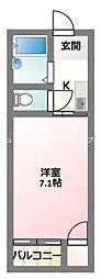マンションデウミ1 1Kの間取図画像