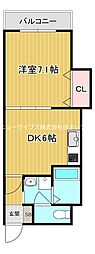 ボナールシュエット 1DKの間取図画像