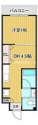 トレビアン天神2 1DKの間取図画像