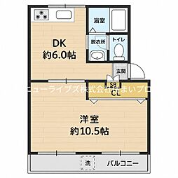 カーサ安福 1DKの間取図画像