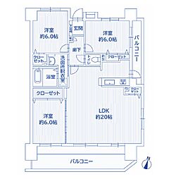 宝マンション小幡苗代 3LDKの間取図画像