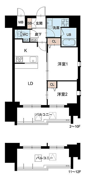 東京都板橋区大山金井町(賃貸マンション2LDK・12階・51.46㎡)の写真 その2