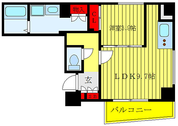 東京都北区赤羽2丁目(賃貸マンション1LDK・2階・38.97㎡)の写真 その2