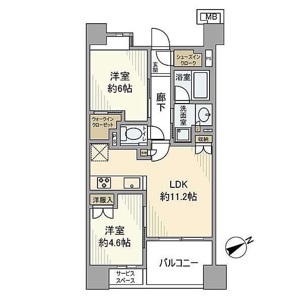 プラウドシティ小竹向原グランドコート ｜東京都板橋区小茂根1丁目(賃貸マンション2LDK・2階・51.89㎡)の写真 その2