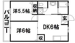 遠州鉄道 助信駅 徒歩15分の賃貸アパート 2階2DKの間取り