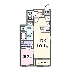 ヒカルサ浜松増楽町I 1LDKの間取図画像
