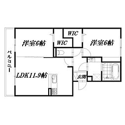 ディーグレイス 2LDKの間取図画像