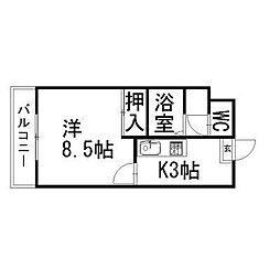 ハイツフーキ 1Kの間取図画像