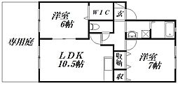 アイセイハイツ2 2LDKの間取図画像