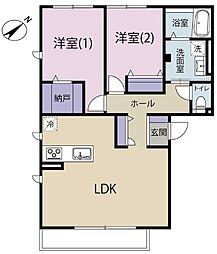 浜松市中央区三方原町アパート 2LDKの間取図画像