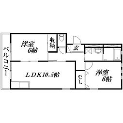 サンク・エスB 2LDKの間取図画像