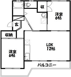 神谷マンション 2LDKの間取図画像