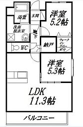 RICKY-22 2LDKの間取図画像