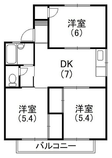 静岡県浜松市浜名区豊保(賃貸アパート3DK・2階・52.65㎡)の写真 その2