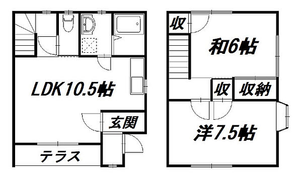 静岡県浜松市中央区本郷町(賃貸テラスハウス2LDK・2階・59.20㎡)の写真 その2