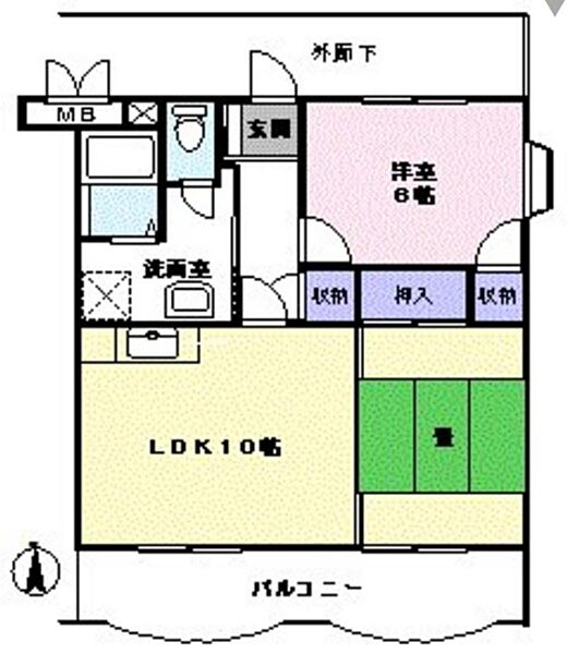 静岡県浜松市中央区向宿2丁目(賃貸マンション2LDK・2階・51.84㎡)の写真 その2