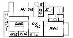 マンションハイネス 3DKの間取図画像