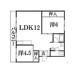 パークサイドマンション1 2LDKの間取図画像