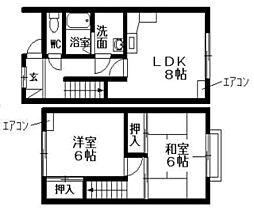 近江鉄道近江本線 水口駅 徒歩29分の賃貸テラスハウス 1階2LDKの間取り