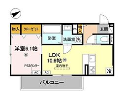 D-ROOM守山3丁目 3階1LDKの間取り